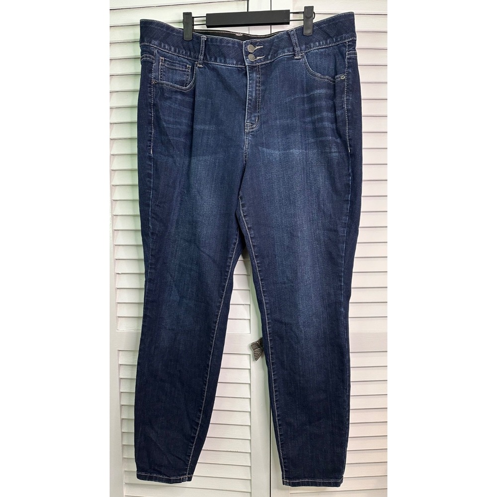 Lane Bryant Size 20 T3 Tighter Tummy Technology Dark Wash 2 Button Skinny Jeans